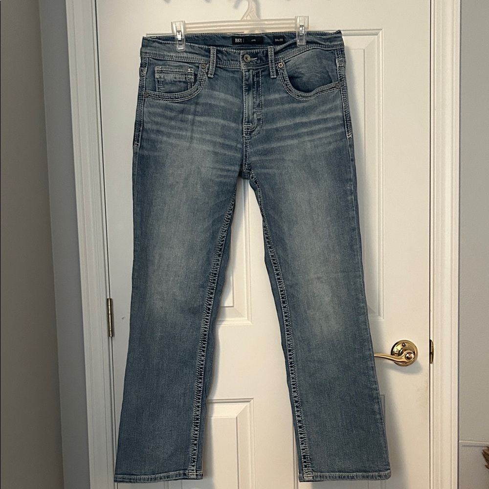 BKE Men's Light Blue Straight Jeans